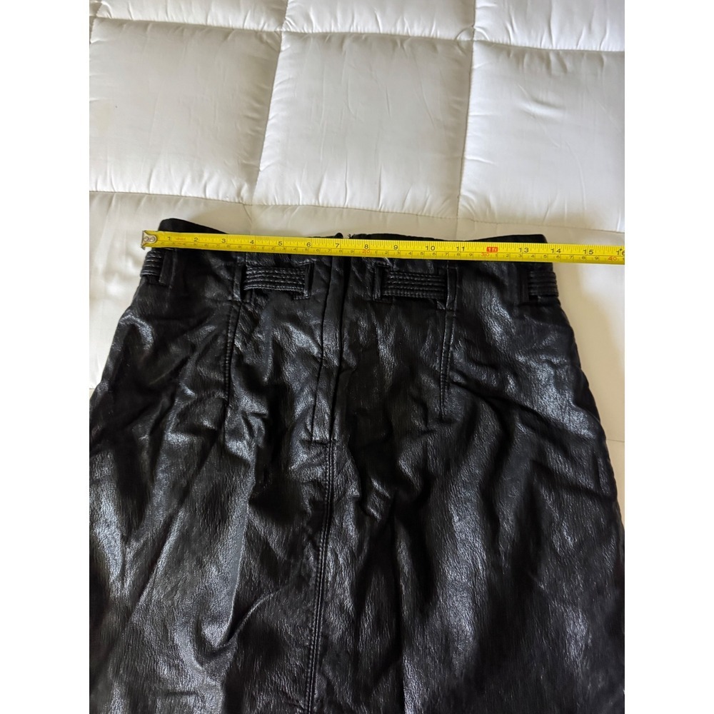 Free People Faux Leather Skirt Paperbag Waist Tie Belt Black Skirt Size 8 (G) - Picture 13 of 13